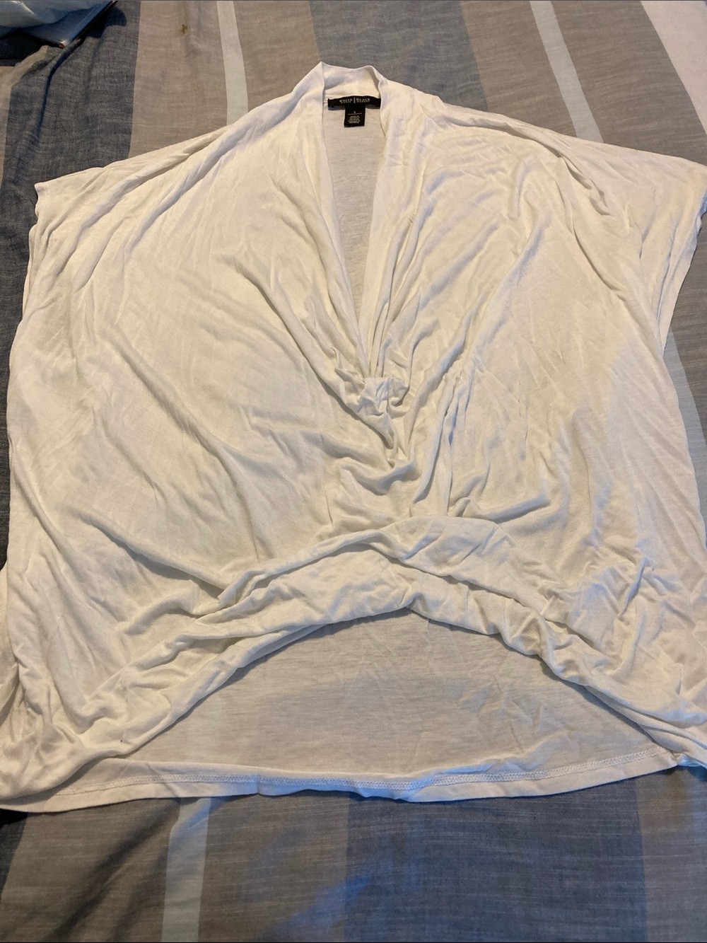 White House Black Market White Knit Top with unique design